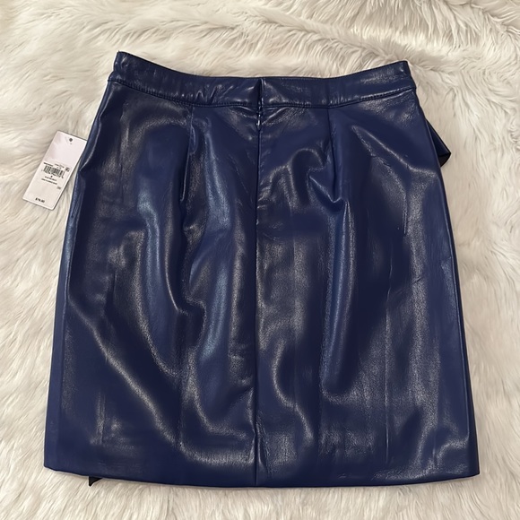 Guess Blue Lexie Flounce faux leather Skirt - Picture 3 of 4